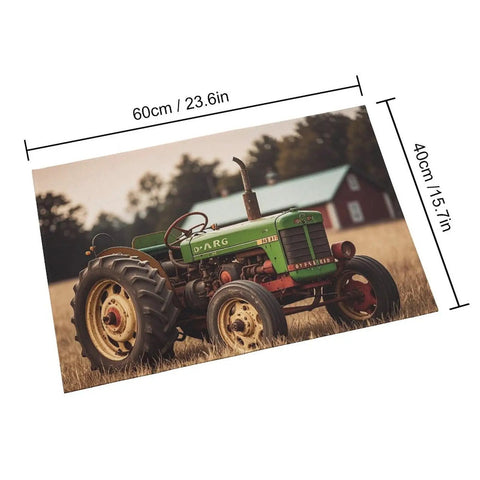 Tractor Photo Farm Area Rug Cozy Crystal Velvet Non Slip Furry Carpet For Living Room Indoor Machine Washable Rug Entryway Floor Mat Large Bedroom Dining Room with green tractor design.