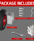 Package includes components of 8 Inch Gate Wheel For Round Tube Gates From 1 5 8 Inch To 2 1 2 Inch Heavy Duty Caster