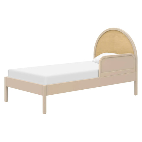 Taupe Twin And Full Bed Guardrail For Kiddo, Non Toxic Finish, GREENGUARD Gold Certified, attached to a twin bed