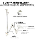 2 Pack Adjustable Flexible Fume Extraction Arm With 3 Joint Mobility Universal Snorkel Fume Extractor white hood joints