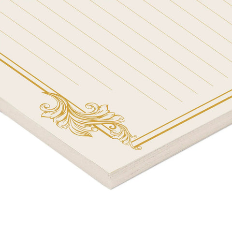 Vintage Style Stationery Set With 60 Letter Papers And 30 Envelopes, Gold Border Writing Paper For Love Letters And Party Invites, 90 Piece Desk Kit