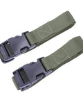 Military Green Nylon Lashing Straps With Snap Buckle 2 Pack, olive green, for camping and backpacking, close-up view