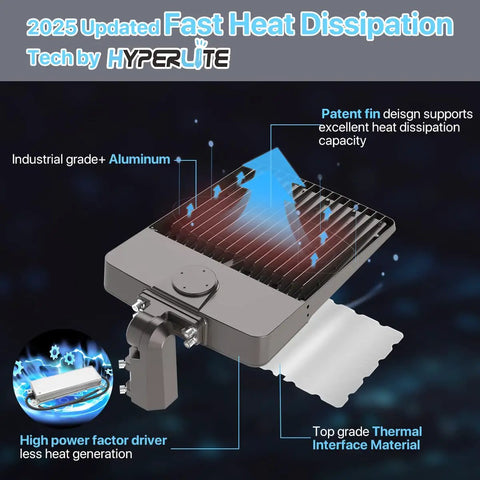 Super Bright 200W LED Parking Lot Light With Dusk To Dawn Sensor, slip fitter mount, industrial-grade aluminum, heat dissipation feature