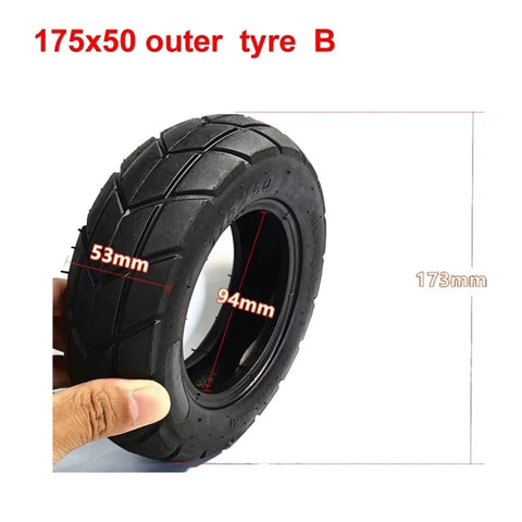 175x50 Pneumatic Tire Inner Tube Outer Tyre For Electric Skateboard And Kick Scooter 4 Wheel Refitted Accessories Tube And Tyre A With Hella Strong Traction On Wet And Dry Roads For Smoother Rides, shown with measurements in hand