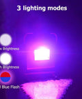 JUDYSSY Led Rechargeable Work Lights showing 3 lighting modes: low brightness, high brightness, and red blue flash.