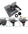 Heavy Duty Aluminum Router Table Insert Plate With Sharp Centering Bushing Solid Woodworking Milling Gear showing precision cuts and mounting.
