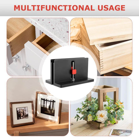 Two Pack Right Angle Spline Jig Set Built Tough For Box Joints And Adjustable Corner Dovetail Jig On Table Saws And Router Tables Strengthen Miter Joints And Add Custom Flair For Picture Frames And Small Boxes Durable Aluminum Black Finish with woodworking examples and home décor applications