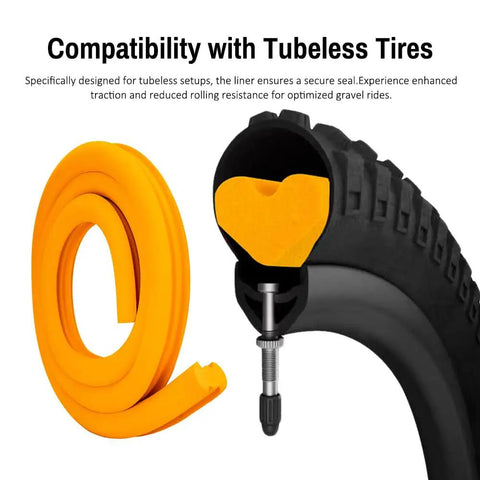 Tubeless Tire Liner And Rim Protector For Mountain And Road Bikes, Explosion Proof Vacuum Tire Liner cutaway view and coiled liner