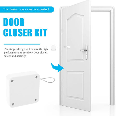 Nail Free Automatic Rope Door Closer For Bedroom And Home Use, Quiet Interior Door Closer With Punch Free Installation, No Drill, ABS