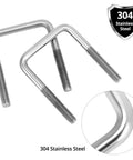 Heavy Duty 304 Stainless Steel U Bolts Four Pack With Lock Nuts And Washers For Boat Trailers And Three Inch Square Beams Half Inch Diameter