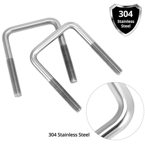 Heavy Duty 304 Stainless Steel U Bolts Four Pack With Lock Nuts And Washers For Boat Trailers And Three Inch Square Beams Half Inch Diameter