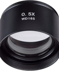0.5x Barlow Lens For SM Series Stereo Microscopes 48mm Mount, Doubles Working Distance And Field Of View, Ideal Upgrade For SM And SW Microscopes, Delivers Clear Pro Grade Viewing And A Slick Setup. Black 48mm microscope lens adapter, front view