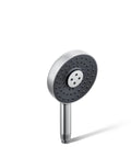 Statement Round Three Function Handshower With Soak And Restore 2.5 GPM Polished Chrome Katalyst Air Induction Delivers Bigger Drops For A Powerful Full Coverage Massage Easy Button Control For Muscle Relief And Total Relaxation, wall-mounted handshower.