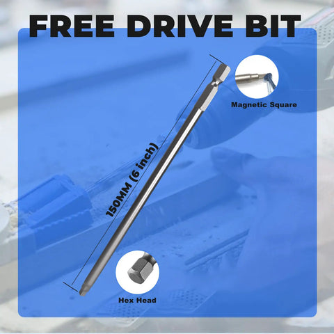 Free drive bit for Pocket Hole Screws Size Eight Two And A Half Inch, 700-Piece Zinc Plated Indoor Use, 150mm magnetic square bit