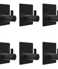 Matte Black Self Adhesive Towel Hooks, Heavy Duty SUS304 Stainless Steel Wall Or Door Mounted Hangers, 4 Pack, shown in grid