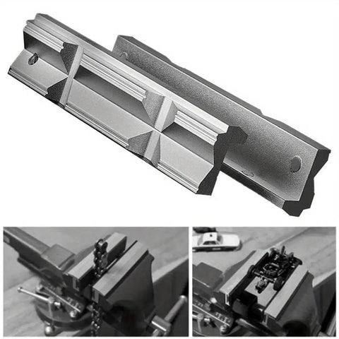 V Type CNC Milling Vise Hard Jaws Set For Aluminum Alloy V Clip Fixtures 1 Pair Replacement, silver 5 inch jaw