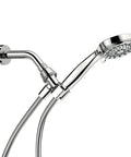 Ignite Chrome Handheld Shower Head With 2.5 GPM High Pressure Spray Five Settings Easy Install Detachable Hose Mirror Like Finish