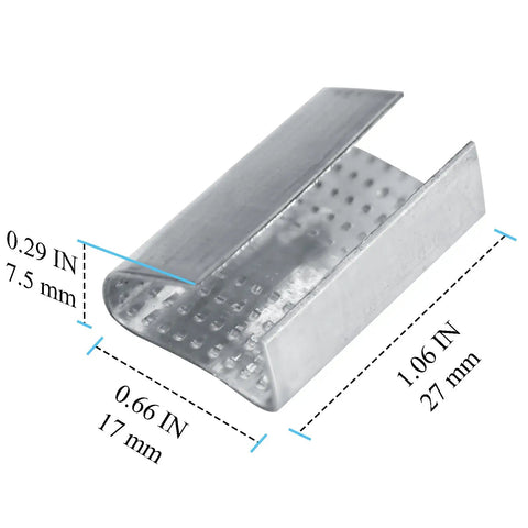 Open Serrated Strapping Seals For 5/8 Inch Polyester And Polypropylene Strap Pallet Banding Clips Pack Of 1000 Heavy Duty Construction For Quick Reliable Securing, 27 mm size