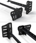Two Piece Heavy Duty Bed Frame Brackets Modification Plates Adapter Connector For Headboard Footboard Wood Furniture Gap Fixer Dead Set Reliable With Zero Wiggle Room Built Different To Keep Your Frame Locked Tight Tonight, black steel connectors.