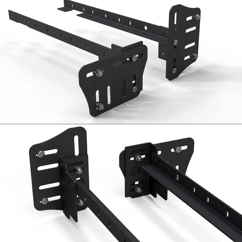 Two Piece Heavy Duty Bed Frame Brackets Modification Plates Adapter Connector For Headboard Footboard Wood Furniture Gap Fixer Dead Set Reliable With Zero Wiggle Room Built Different To Keep Your Frame Locked Tight Tonight, black steel connectors.