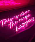 Pink LED Neon Sign This Is Where The Magic Happens For Bachelorette Parties Birthdays Weddings Engagements And Bar Club Decor Large Wall Hanging Light 70x39cm