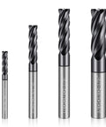 Carbide End Mill Set 4 Flute Square End Mills For Alloy Steel Hardened Steel Metal CNC Engraving And Milling One Eighth Inch