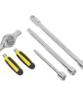 Go-To T Handle Ratchet Wrench And Quick Release Socket Kit With Built In Magnet And Comfort Grip For Auto Repair showing chrome sockets and T-handle.