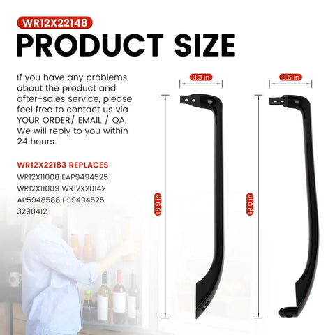 Black Refrigerator Door Handles 2 Pack Set For GE Refrigerators Replacement Kit WR12X22183 product dimensions