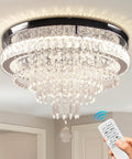 Modern Crystal Chandelier With Four Tier Hourglass Design, 19.7 Inch Ceiling Light, Dimmable LED With Remote displayed in room