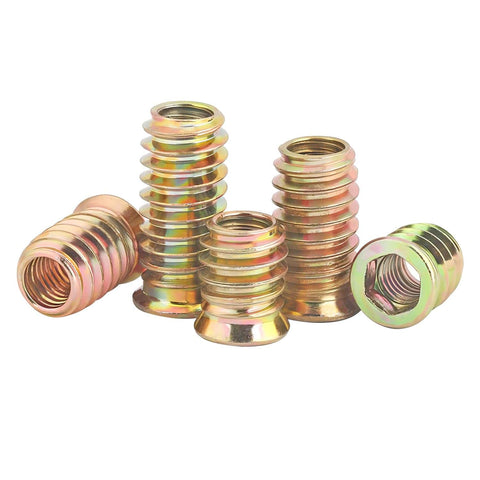 Built To Last Durable Threaded Insert Nuts For Wood With Hex Drive M5x10mm Set Of 20, Zinc Plated Carbon Steel Wood Fasteners For Furniture