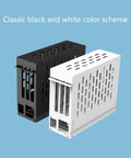 External GPU Docking Station For Laptop Gaming And Handheld Consoles With PCIe Graphic Accelerator Aluminum Cooling Enclosure, black and white design.