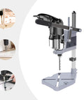 Universal Drill Press Stand With Aluminum Base For Desktop Workbench Clamp Holder showcasing precise fatigue-free drilling setup
