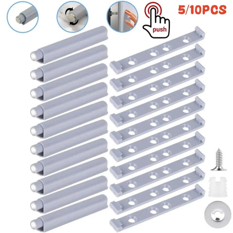 Magnetic Cabinet Latches Set Five Or Ten Pack No Handle Doors And Drawers Soft Touch Close Magnetic Catch