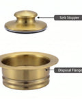 Golden Stainless Steel Garbage Disposal Flange And Sink Stopper For Three And One Half Inch Drain Hole Dope Frosted Gold Finish