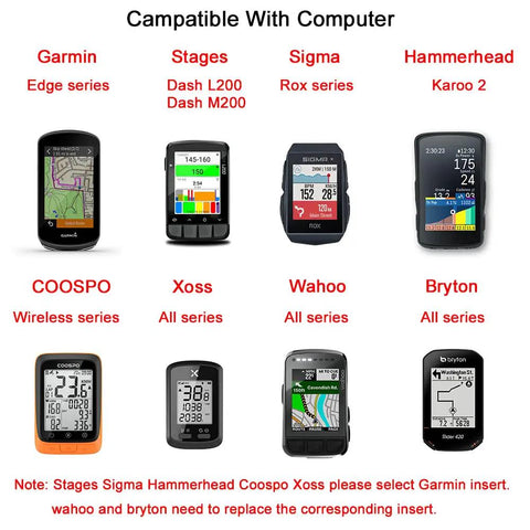 Graphic showing compatibility of bike computers with Out Front Bike Stem Mount For One And One Eighth Inch Steerer Tube