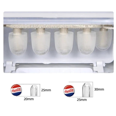 Portable Countertop Ice Cube Maker With Led Screen Produces 22 Pounds Daily showing ice cubes forming inside.