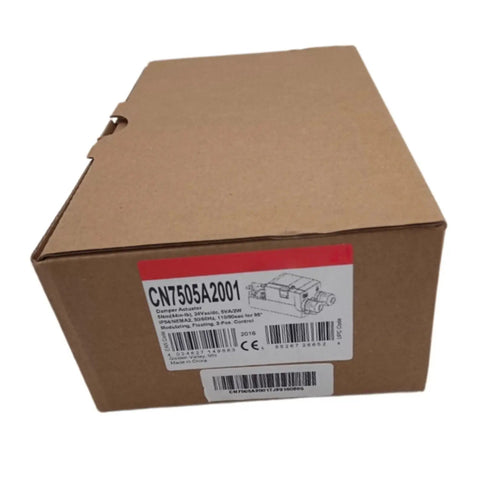 Slick And Heavy Duty Motorized Damper Actuator Cn7505A2001 Electric Zone Hvac Valve packaging box with identification label.