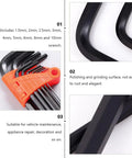 Top-Notch 9-Piece Ball-End Hex Key Wrench Set With Extended Medium-Length Handles And Black Oxide Finish For Rock Hard Mechanical And Home Maintenance Jobs, 1.5-10mm