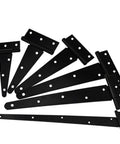 Heavy Duty T Hinge Set For Doors And Gates, Galvanized Black Steel Outdoor Hinge Hardware, 5 to 12 Inch Range, DIY Tee Style Hinges