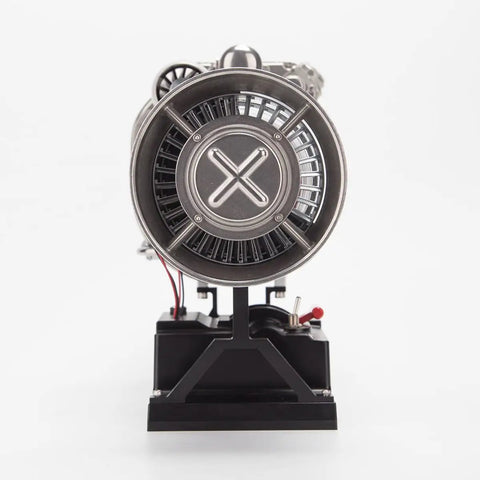 Front view of Quarter Scale Turboshaft Engine Model Kit With Metal Simulation featuring aluminum and stainless steel parts.