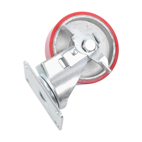 Close-up of Kickass 4 Inch Caster Wheel with Locking Brakes, heavy duty polyurethane material for toolboxes and carts.
