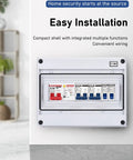 Heavy Duty Ground Fault Circuit Breaker With Surge Protection For DIN Rail Mount Two Pole 63 Amp 120V To 240V AC Leakage Trip 30mA Short Circuit Protection And Circuit Isolation installed in white panel