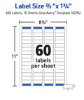 Layout of Easy Peasy Peel Design Game Changer For Mailing labels 2/3" x 1-3/4", 600 labels shown per sheet.