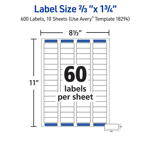 Layout of Easy Peasy Peel Design Game Changer For Mailing labels 2/3" x 1-3/4", 600 labels shown per sheet.