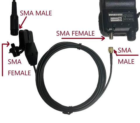 Window Clip Mount For Handheld Radio Antenna No Drill Car Bracket With 10ft RG174U Coax Cable SMA Female To SMA Male Connectors