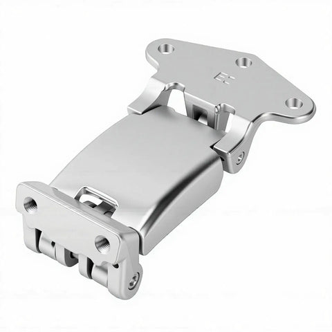 Heavy Duty Steel Rear Door Hinge Straight Swap Fit For Daily 2014 Onward Commercial Rig Built Tough Left Or Right Side Replacement, silver hinge close-up.