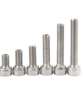 DIN 912 Heavy Duty 304 Stainless Steel Cheese Head Hex Socket Cap Screws M10 X 80mm in various lengths and sizes.