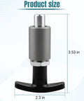 Hard Core Heavy Duty Quick Release Spring Loaded Pull Pin With Super Grip T Handle Knob, 3.53 in height, 2.3 in width.