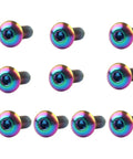 10 Pack M5x12mm Button Head Bike Screws Stainless Steel Allen Bolts Titanium Rainbow Finish for water bottle cage.