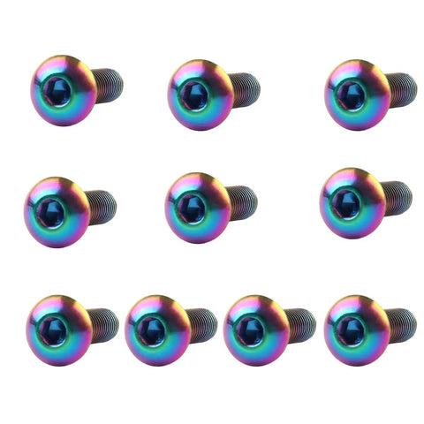 10 Pack M5x12mm Button Head Bike Screws Stainless Steel Allen Bolts Titanium Rainbow Finish for water bottle cage.
